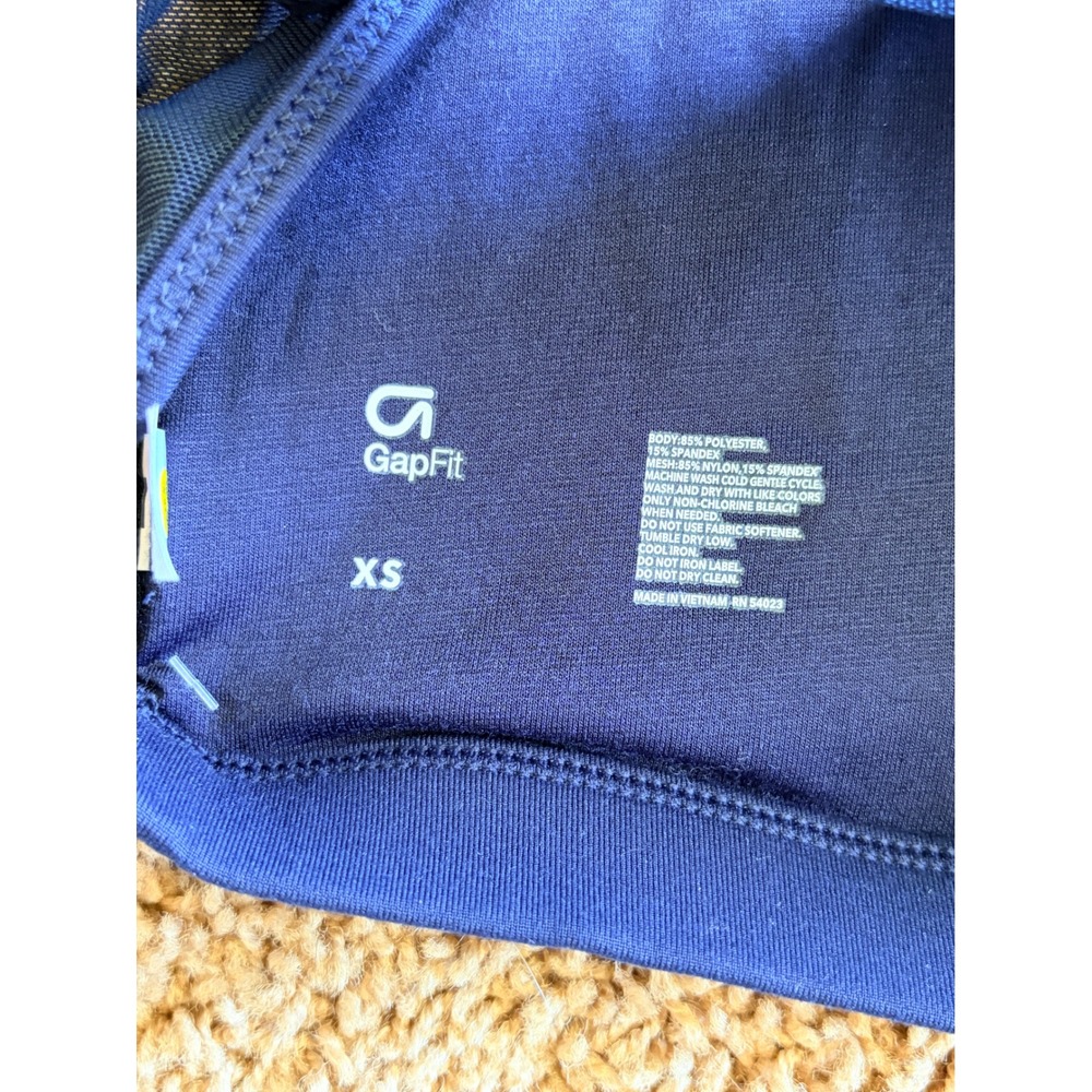 GapFit Womens Medium Impact Mesh Crisscross Strappy Sports Bra Navy Blue XS NWT - Picture 7 of 8
